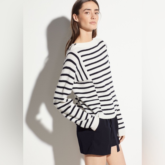 NWT Vince Mixed Stripe Crewneck Long-sleeve Pullover Sweater - Picture 3 of 5